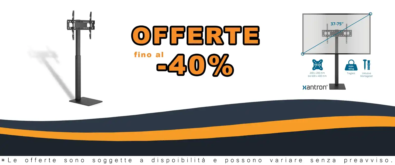 Supporto TV adattabile 37-75 inch 40kg